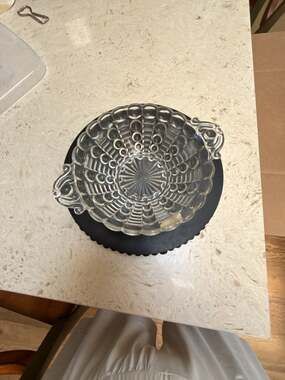 Vintage Anchor Hocking Clear Bubble Ladders Glass Bowl With Scroll Handles